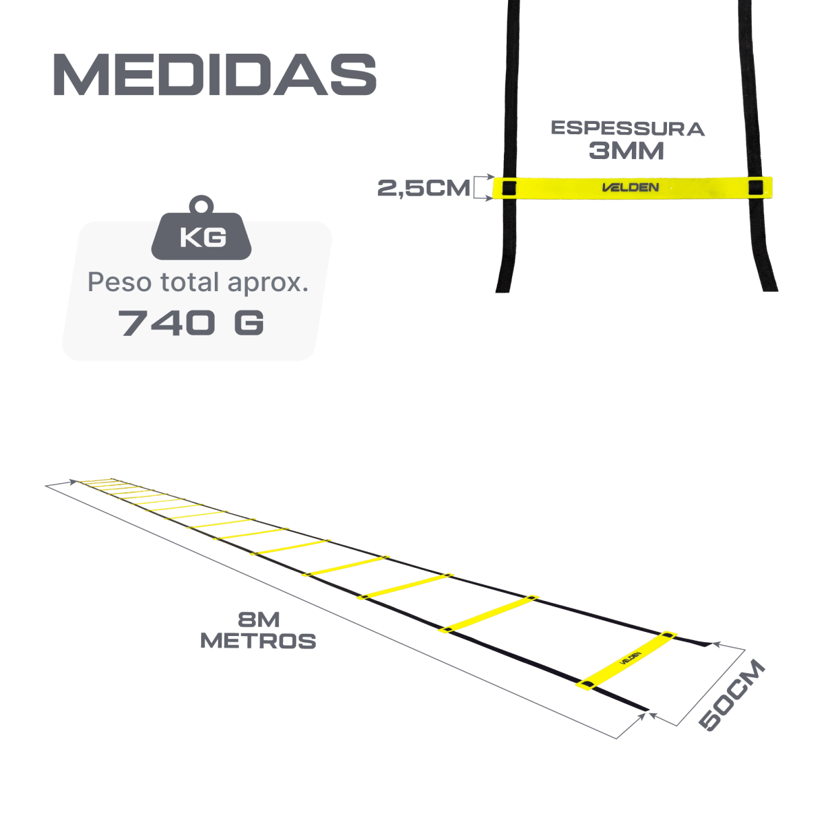 Escada de agilidade com degraus ajustáveis de plástico 8m de comprimento Velden