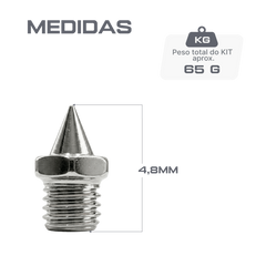 50 / 100 pregos para sapatilha de atletismo de aço 4,8mm Pirâmide base hexagonal Pista e campo