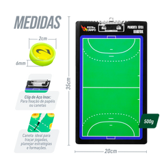 Prancheta tática magnética dupla face com caneta para treinamento de Handebol Pista e Campo