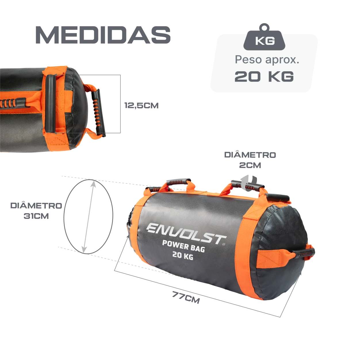 Power sand bag para treinamento funcional 20kg Envolst