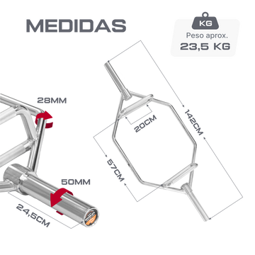 Barra Hexagonal (Trap Bar) Olímpica Cromada Envolst