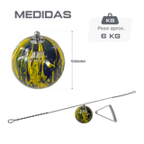 Martelo de atletismo de aço 6,00Kg 105mm ATE Pintura Especial Brasil WA-IAAF - com cabo e empunhadura