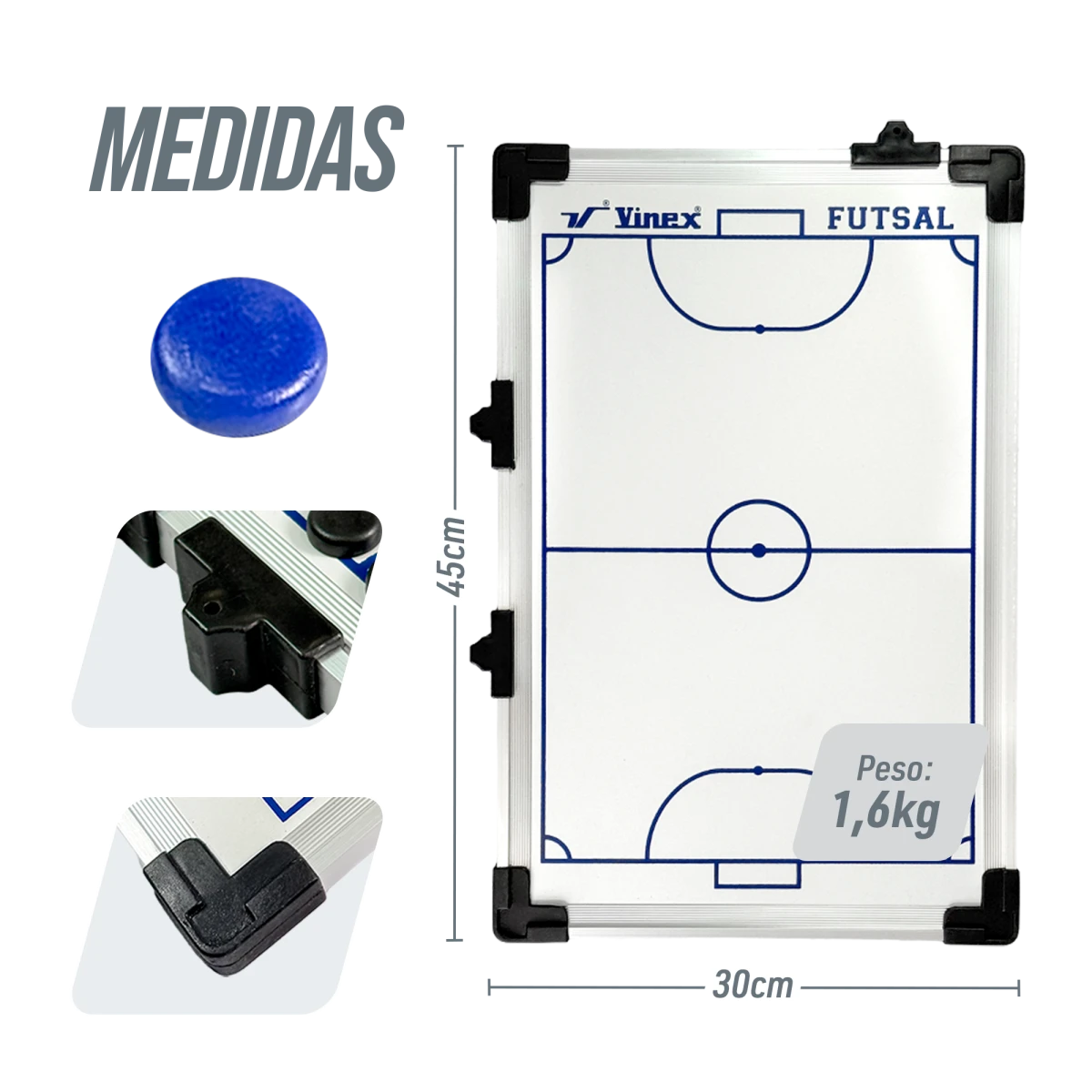Quadro tático para treinamento esportivo futsal 45x30cm Vinex
