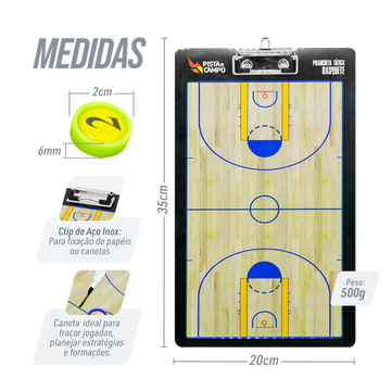 Prancheta Tática Magnética de Basquete Dupla Face Velden