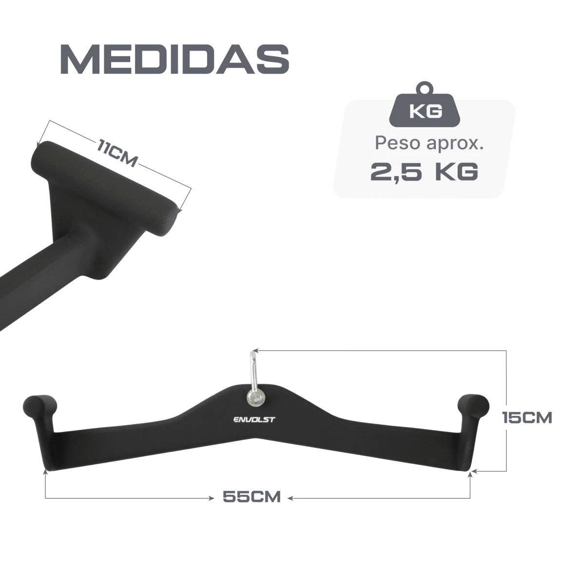 Kit Puxadores Anatômicos Revestido Musculação Envolst