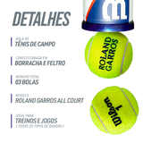 Bolinha/bola de tênis de campo Roland Garros Wilson - tubo com 3 und