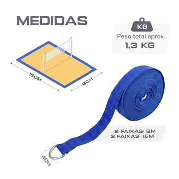 Fita de Marcação de Quadra Beach Tennis e Vôlei 16x8m Velden