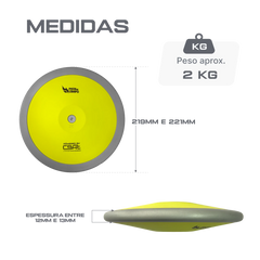 Disco de atletismo de aço e ABS 2Kg Powered by CBAt