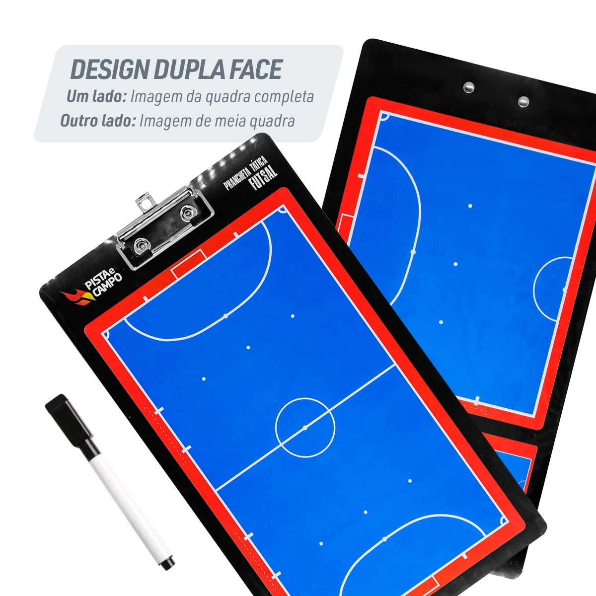 Prancheta tática magnética dupla face com caneta para treinamento de Futsal Pista e Campo