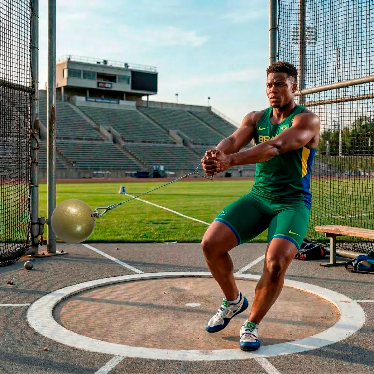 Martelo de atletismo de ferro 5,00kg Pista e Campo - com cabo e empunhadura