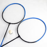 Kit de badminton com 04 raquetes de aço, 03 volantes, postes de aço e rede Pista e Campo raquete badminton azul