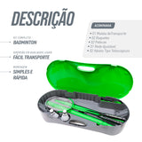 Kit portátil de badminton com rede, postes, 2 raquetes, 2 volantes e maleta Loire
