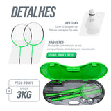 Kit portátil de badminton com rede, postes, 2 raquetes, 2 volantes e maleta Loire