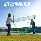 Kit portátil de badminton com rede, postes, 2 raquetes, 2 volantes e maleta Loire
