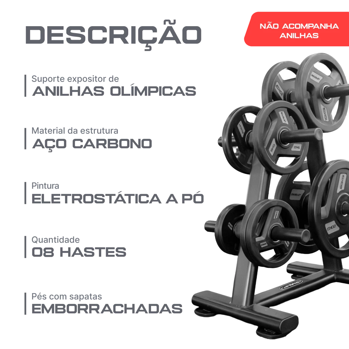 Suporte Expositor de Anilhas Olímpicas até 500Kg Envolst