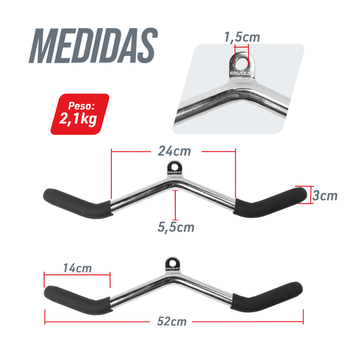 Puxador W Curvo Pulley e Crossover Cromado Maciço Envolst