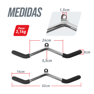 Puxador W Curvo para Pulley e Crossover Emborrachado Envolst