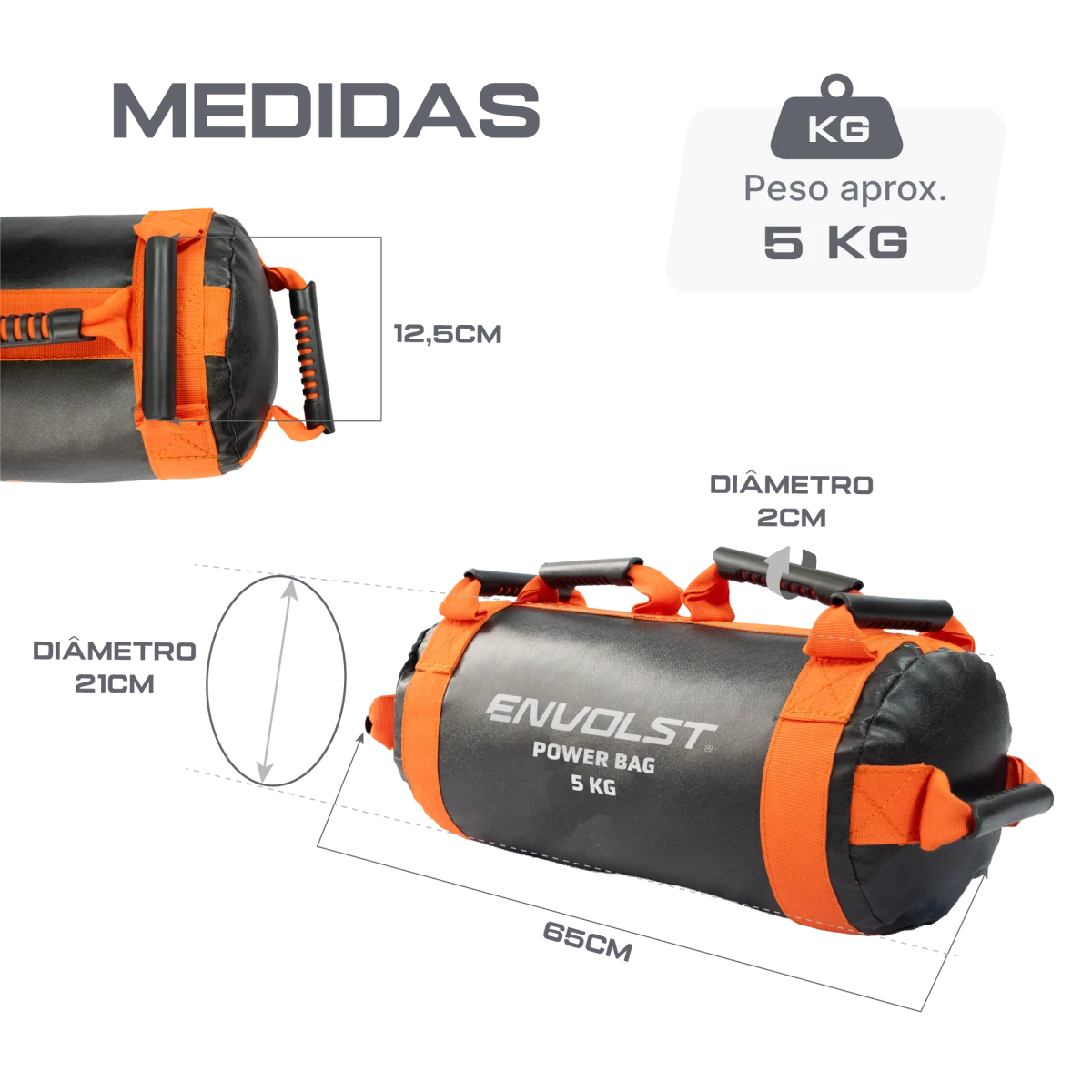 Power sand bag para treinamento funcional 5kg Envolst