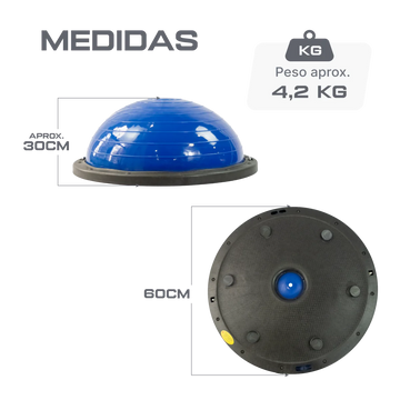 Meia Bola Suiça — Bosu Ball — com Alças 60 cm Envolst