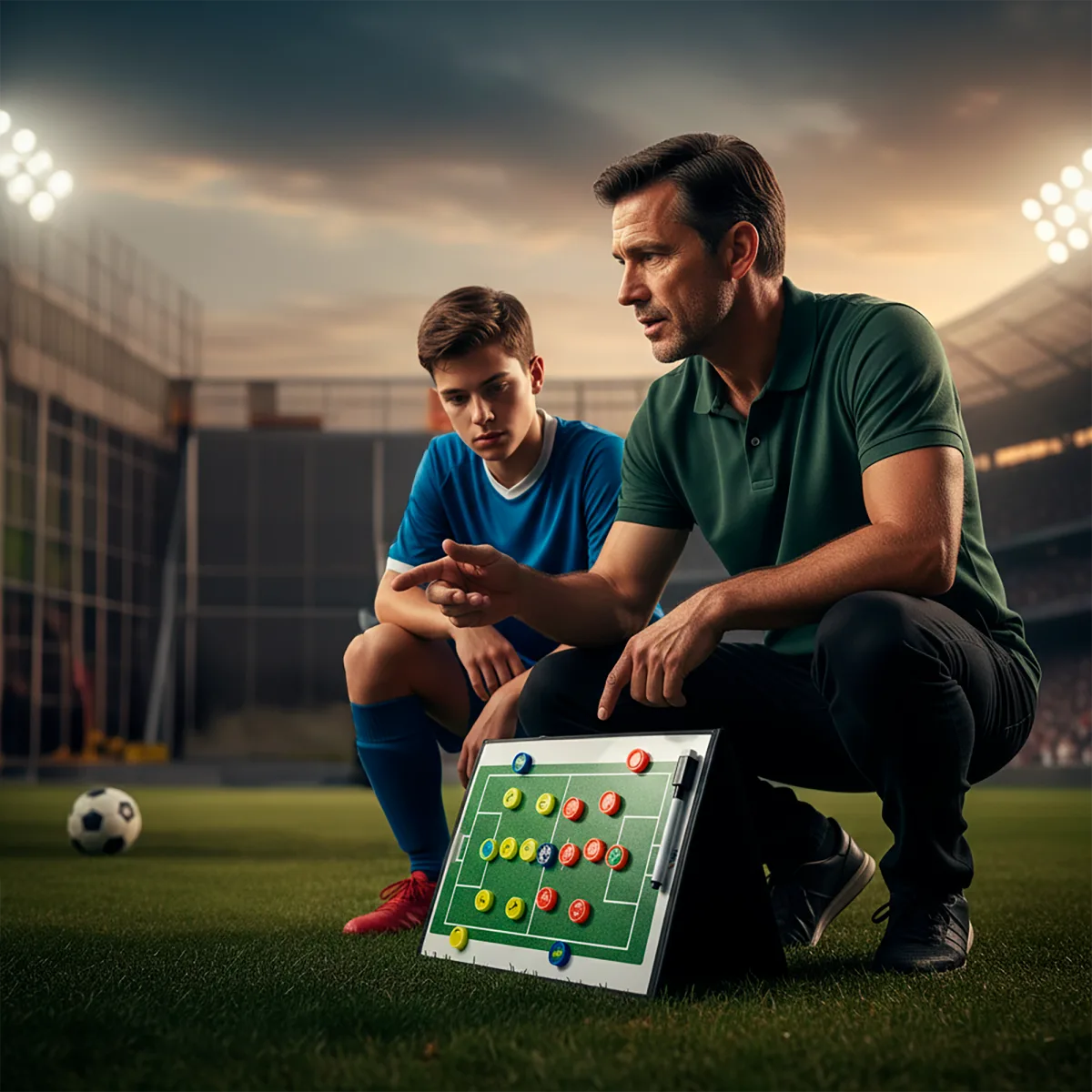 Prancheta tática magnética com caneta para treinamento de futebol society Pista e Campo - Modelo pasta preta