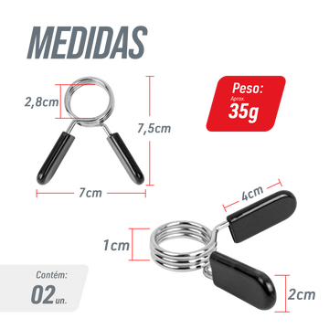 Par de Presilhas de 28 mm para barra de Musculação Envolst