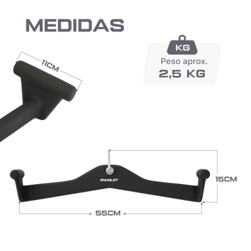 Puxador Anatômico Emborrachado 55 cm para Polia Envolst