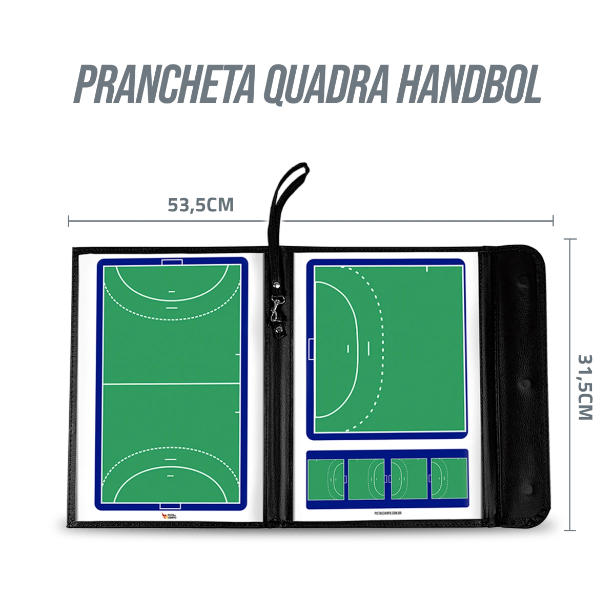 Prancheta tática magnética com caneta para treinamento de handebol Pista e Campo - Modelo pasta preta
