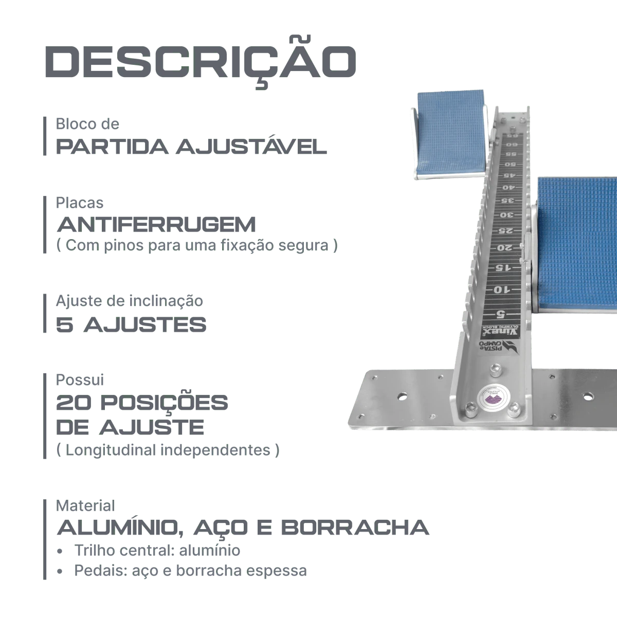 Bloco de Partida Alumínio Olympic Pista e Campo (VSB-01N)