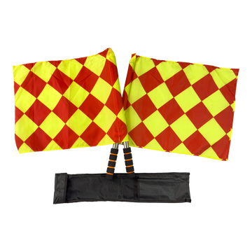 Bandeira xadrez de árbitro auxiliar de futebol com cabo metálico Velden - Par