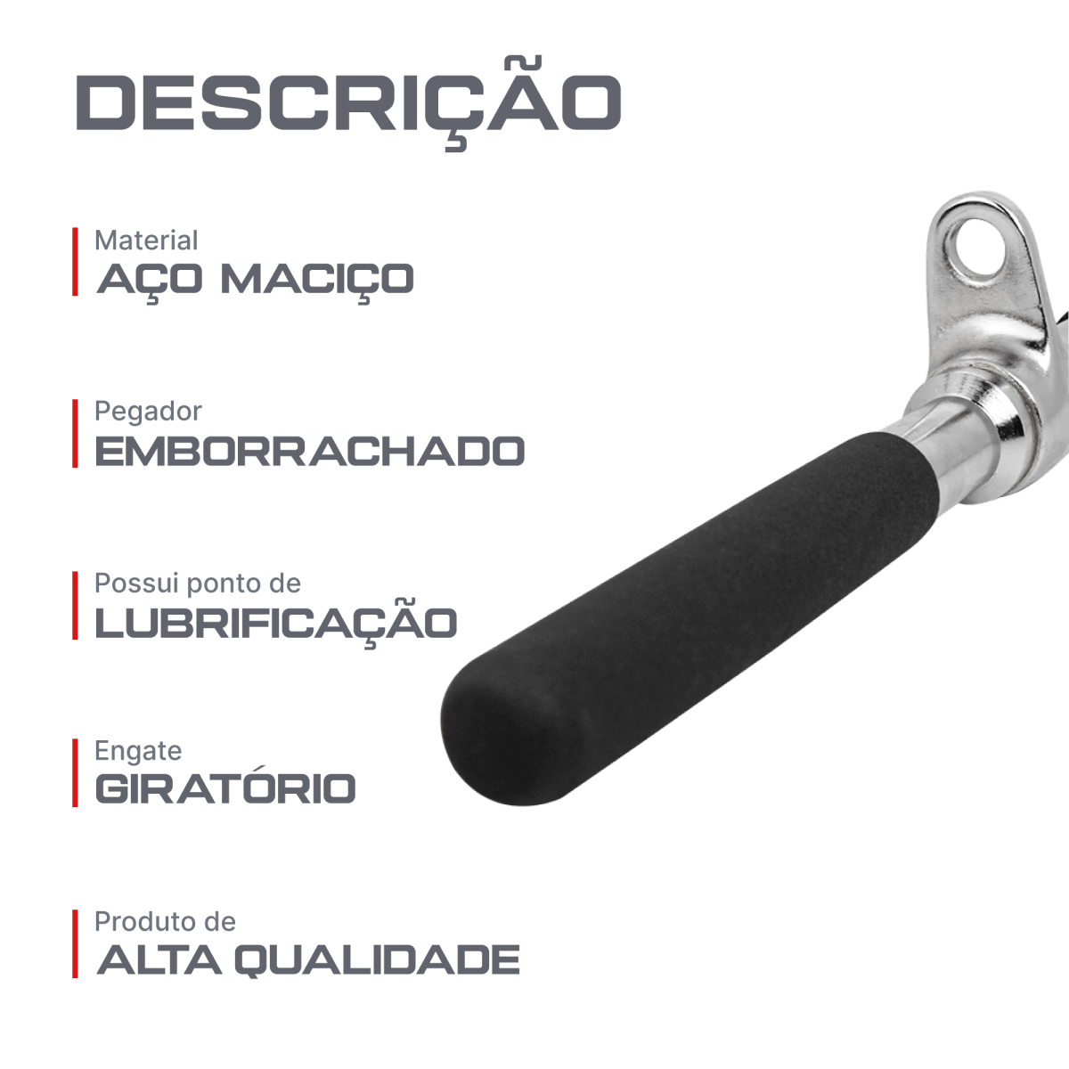 Puxador Barra Reta 48cm Pulley Cromado Maciço com Giro Envolst