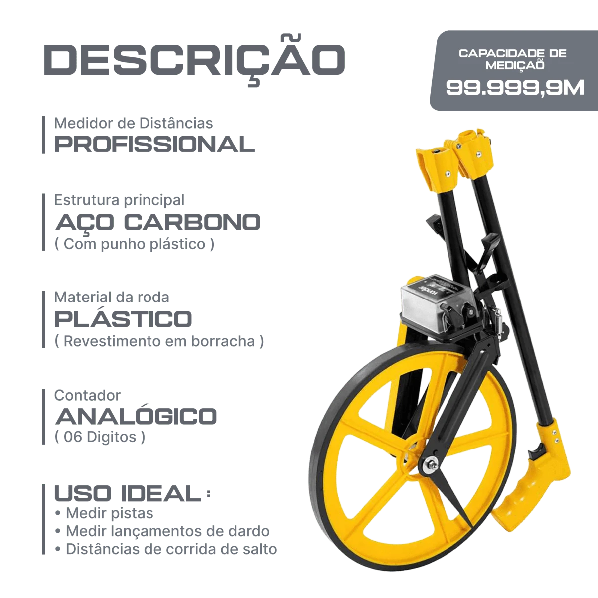 Medidor de distâncias profissional com roda Vonder