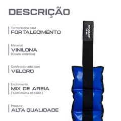 Tornozeleira caneleira em vinilona azul profissional 3kg Envolst - par