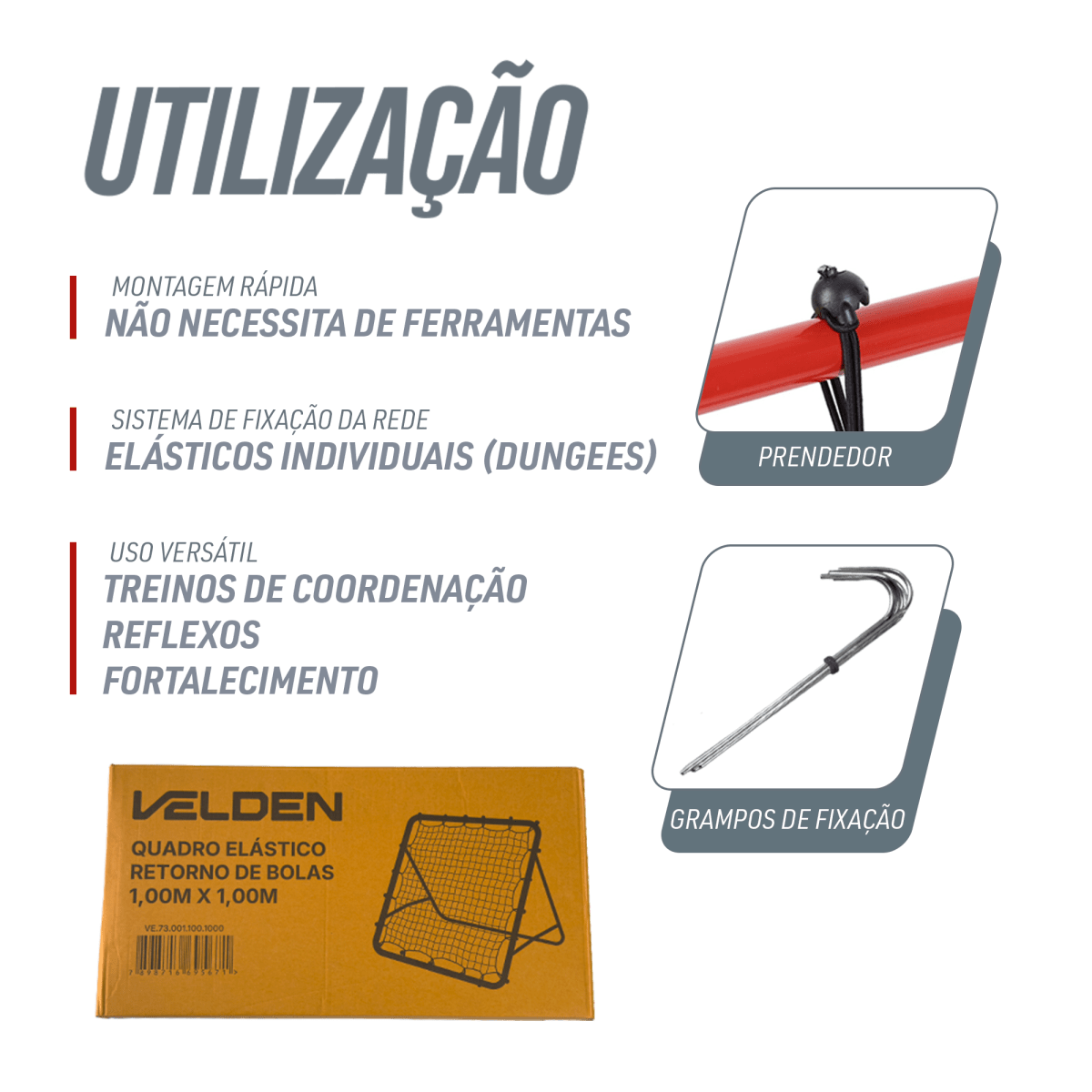 Quadro elástico de aço para retorno de bolas 1x1m Velden