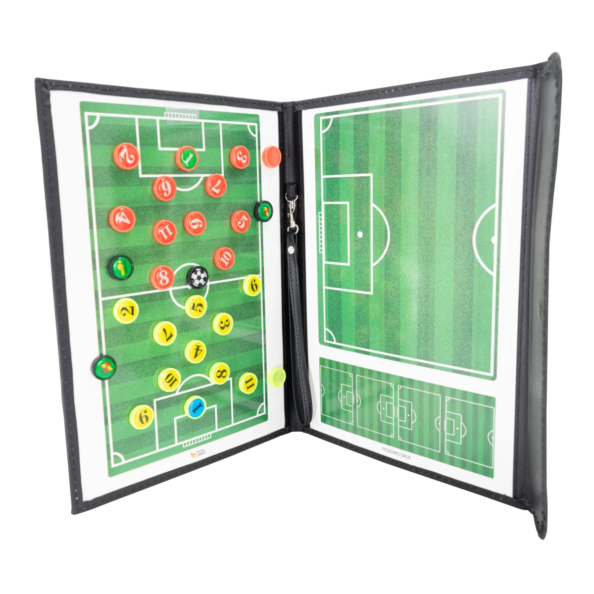 Prancheta tática magnética com caneta para treinamento de futebol Pista e Campo - Modelo pasta preta