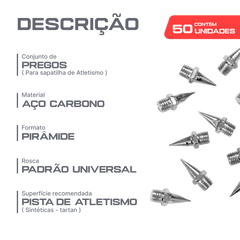 50 / 100 pregos para sapatilha de atletismo de aço 9,5mm Pirâmide base hexagonal Pista e campo