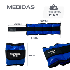 Tornozeleira caneleira em vinilona azul profissional 2kg Envolst - par