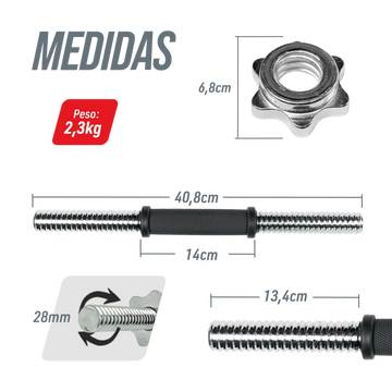 Barra de Musculação Halter 40 cm Maciça e Emborrachada Envolst