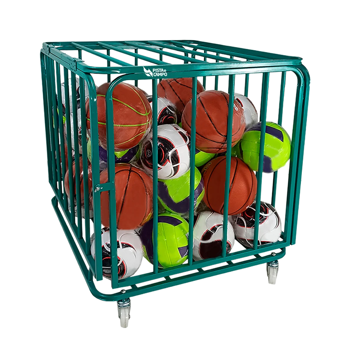 Carrinho guarda volumes de aço para transporte e armazenagem de bolas Pista e Campo
