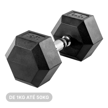 Halter dumbbell pegada de aço cromado e cabeças sextavadas revestidas de borracha Envolst