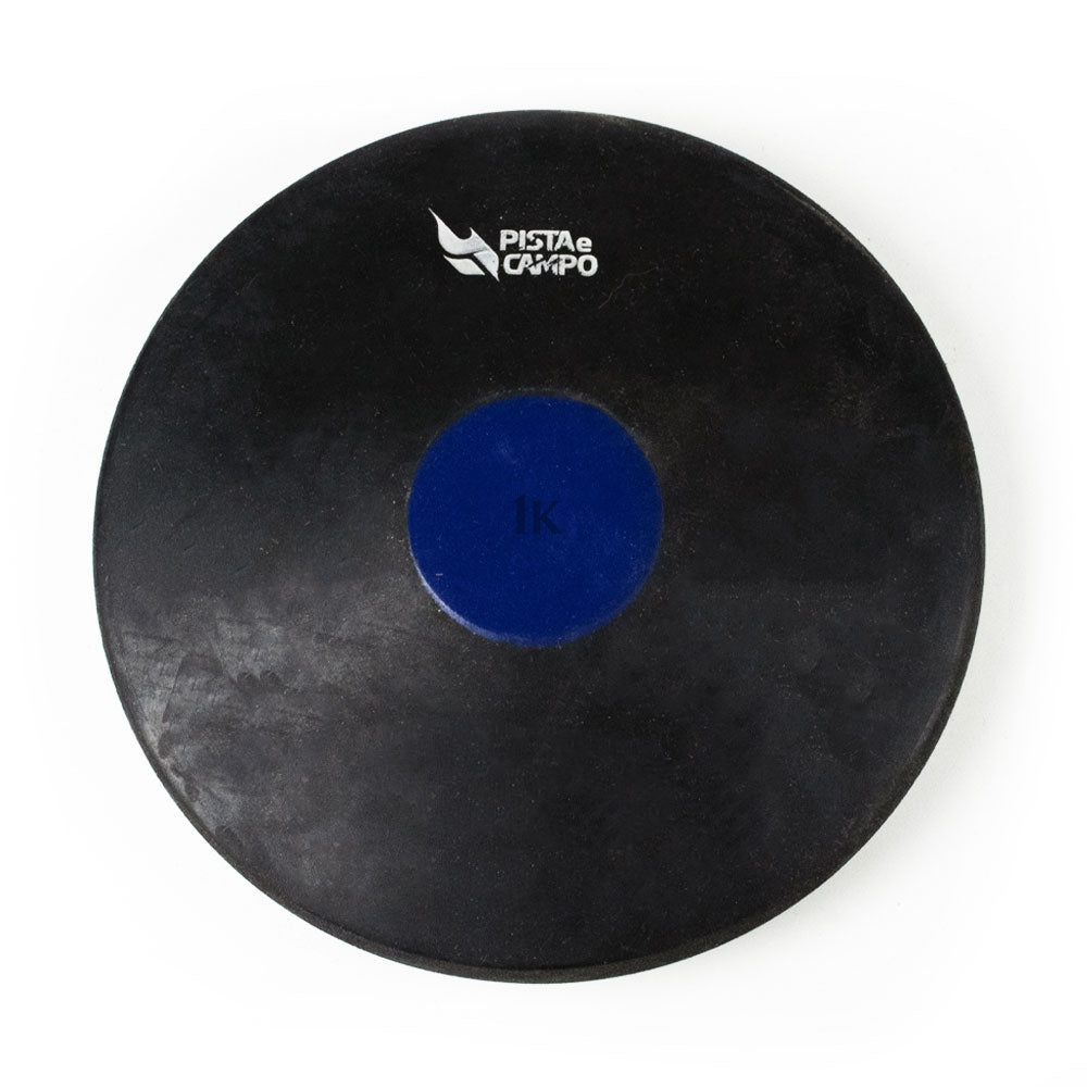 Disco de atletismo de borracha preto com centro colorido 1,00kg Pista e Campo frente