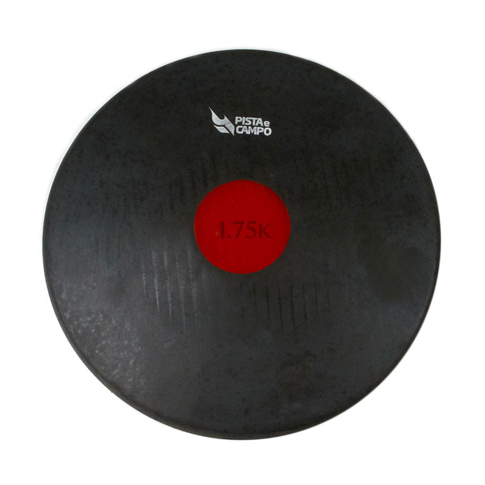 Disco de atletismo de borracha preto com centro colorido 1,75kg Pista e Campo frente
