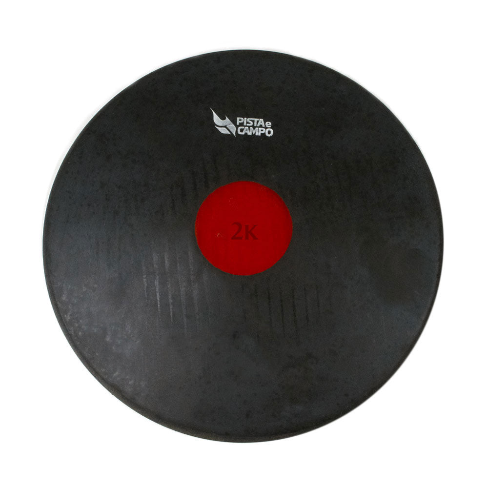 Disco de atletismo de borracha preto com centro colorido 2,00kg Pista e Campo frente
