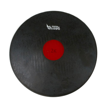 Disco de atletismo de borracha preto com centro colorido 2,00kg Pista e Campo