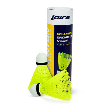 Volante peteca de badminton de nylon Loire - tubo com 06 und
