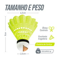 Volante peteca de badminton de nylon Loire - tubo com 06 und