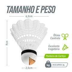 Volante peteca de badminton de nylon Loire - tubo com 06 und