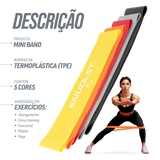 Kit com 5 tensões de faixas elásticas mini band Envolst
