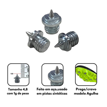 100 Pregos para sapatilha de atletismo 4,8mm Agulha Pista e Campo