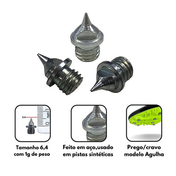 100 Pregos para sapatilha de atletismo 6,4mm Agulha Pista e Campo