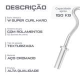 Barra W Super Curl Olímpica 1,20 m Hard Chrome Envolst
